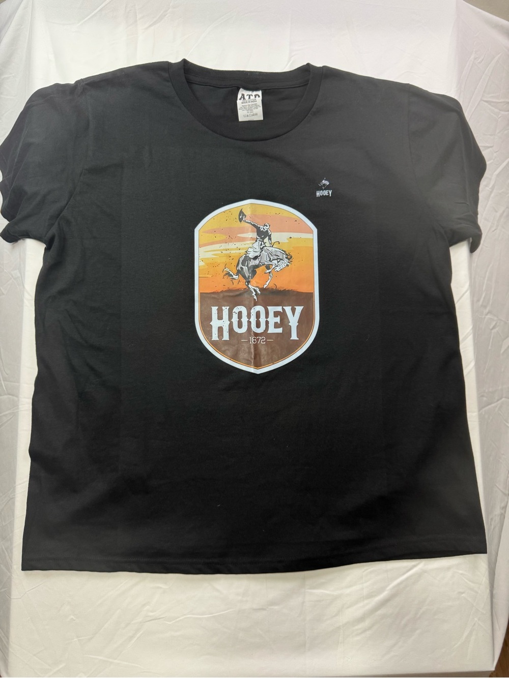 Hooey Black Tee with Orange Sunset Rodeo Shield